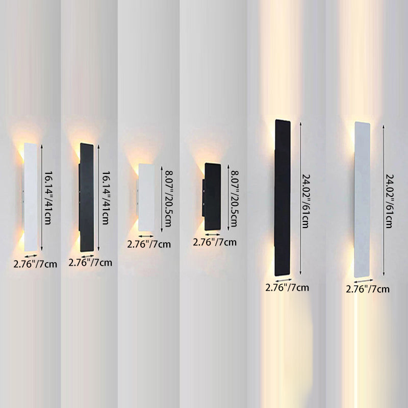 Modern Slim Rectangular LED Outdoor Wall Sconce Lamp 2-Light