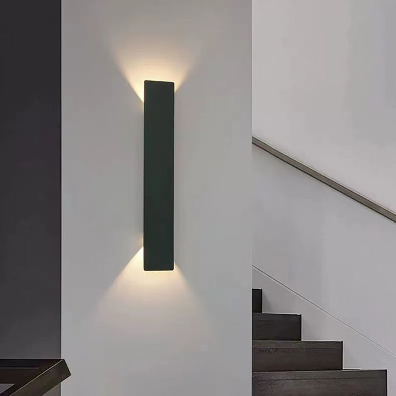 Modern Slim Rectangular LED Outdoor Wall Sconce Lamp 2-Light