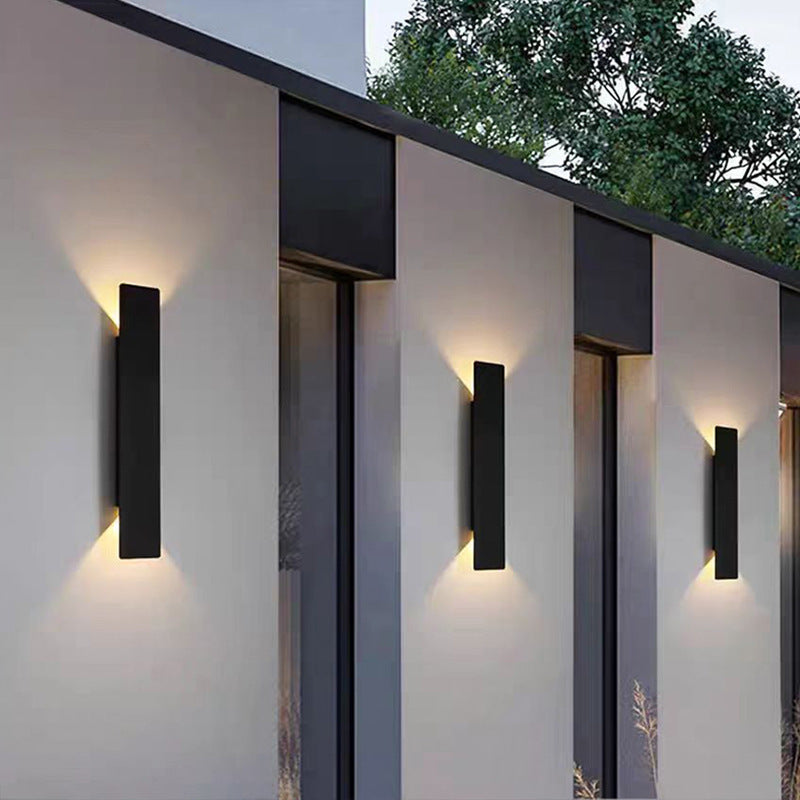 Modern Slim Rectangular LED Outdoor Wall Sconce Lamp 2-Light