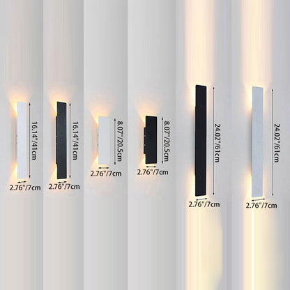 Modern Slim Rectangular LED Outdoor Wall Sconce Lamp 2-Light