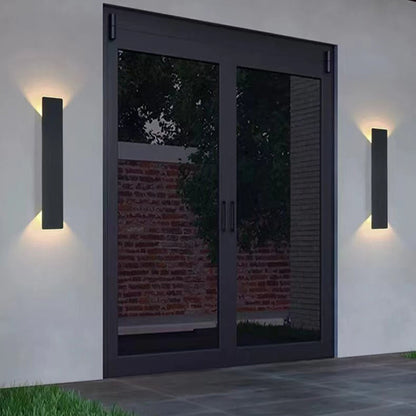 Modern Slim Rectangular LED Outdoor Wall Sconce Lamp 2-Light