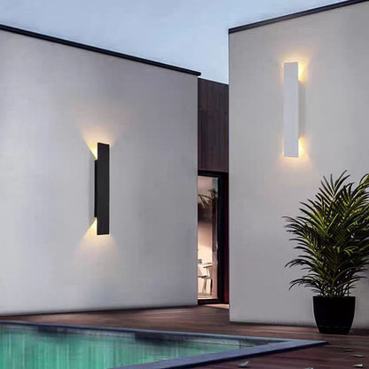 Modern Slim Rectangular LED Outdoor Wall Sconce Lamp 2-Light