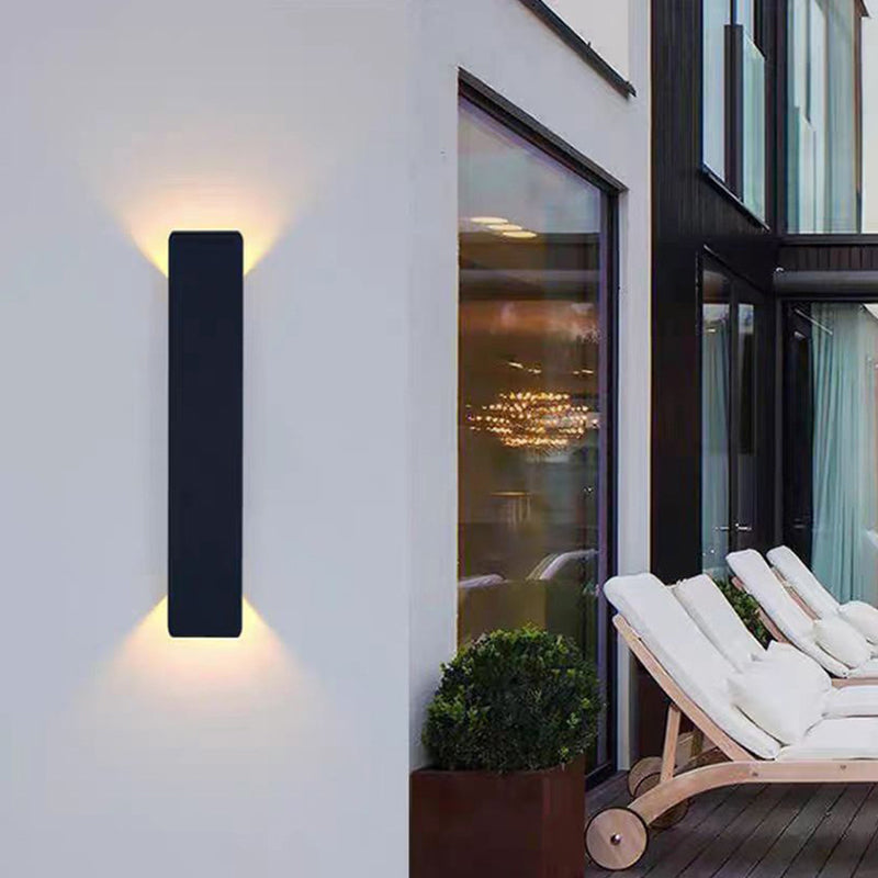 Modern Slim Rectangular LED Outdoor Wall Sconce Lamp 2-Light