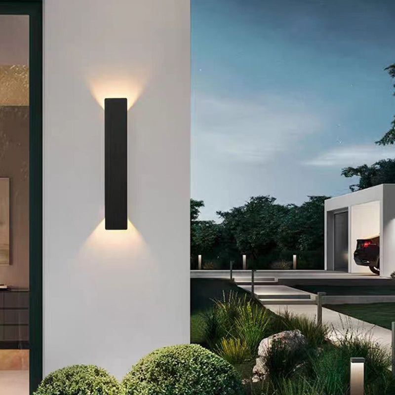 Modern Slim Rectangular LED Outdoor Wall Sconce Lamp 2-Light