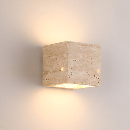Minimalist Travertine Stone Square Outdoor Wall Light LED 1-Light