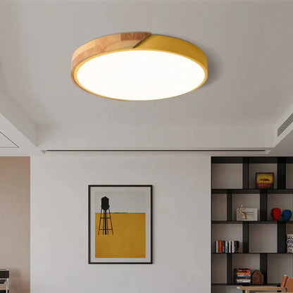Scandinavian Wooden LED Ceiling Light Fixture – Modern Flush Mount Design for Cozy Ambiance