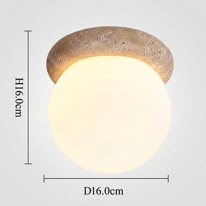 Modern Travertine Stone Round Outdoor Wall Light LED 1-Light
